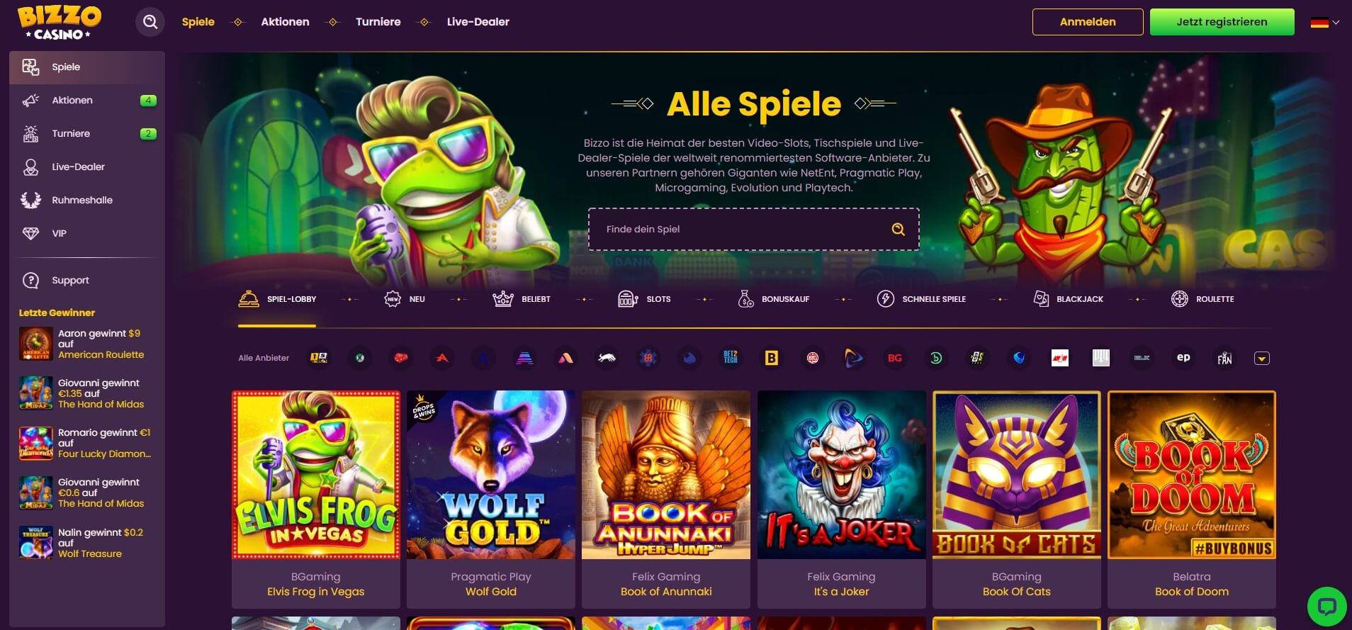 bizzo casino slots
