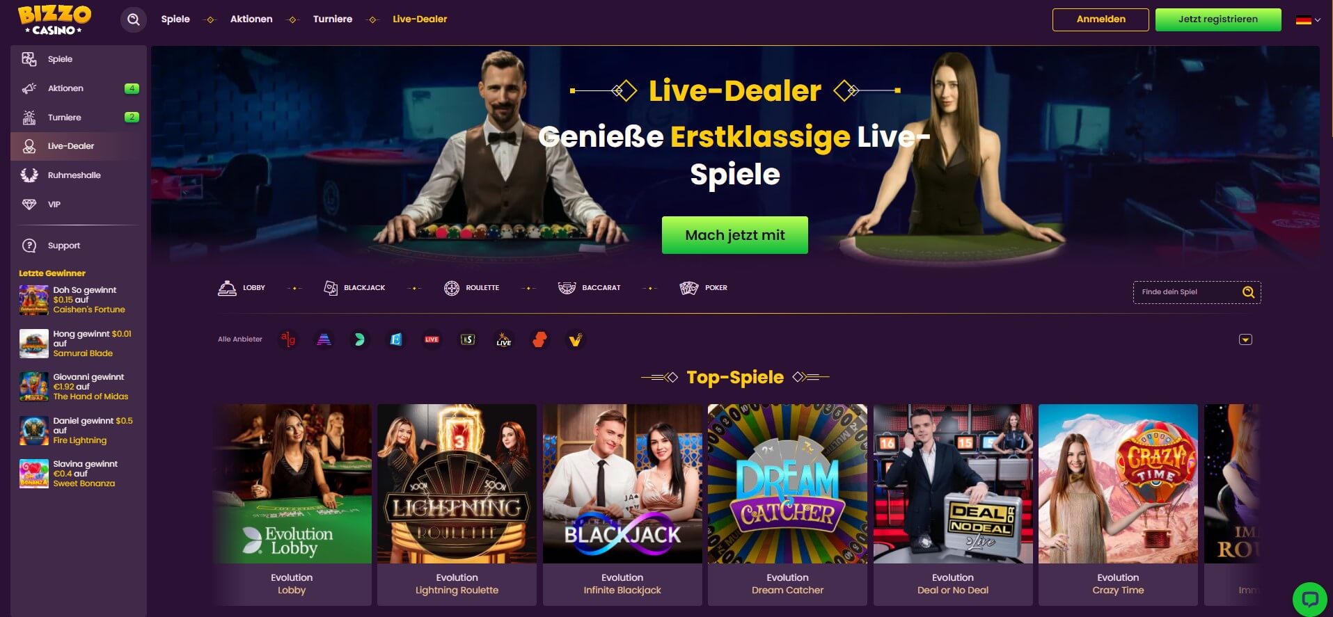 bizzo live casino