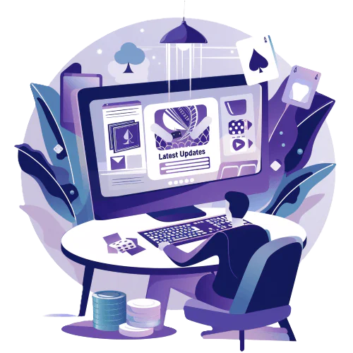 Ein Mann sendet Nachrichten ueber iGaming am Computer