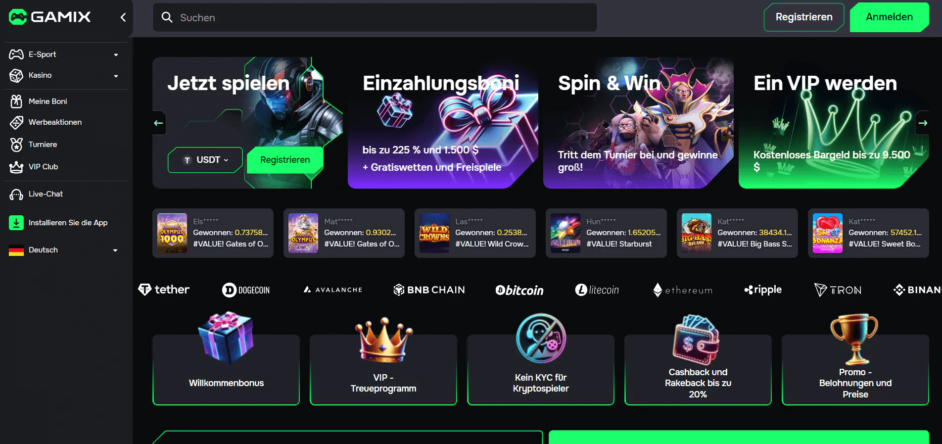 Willkommensbonus von Gamix.vip