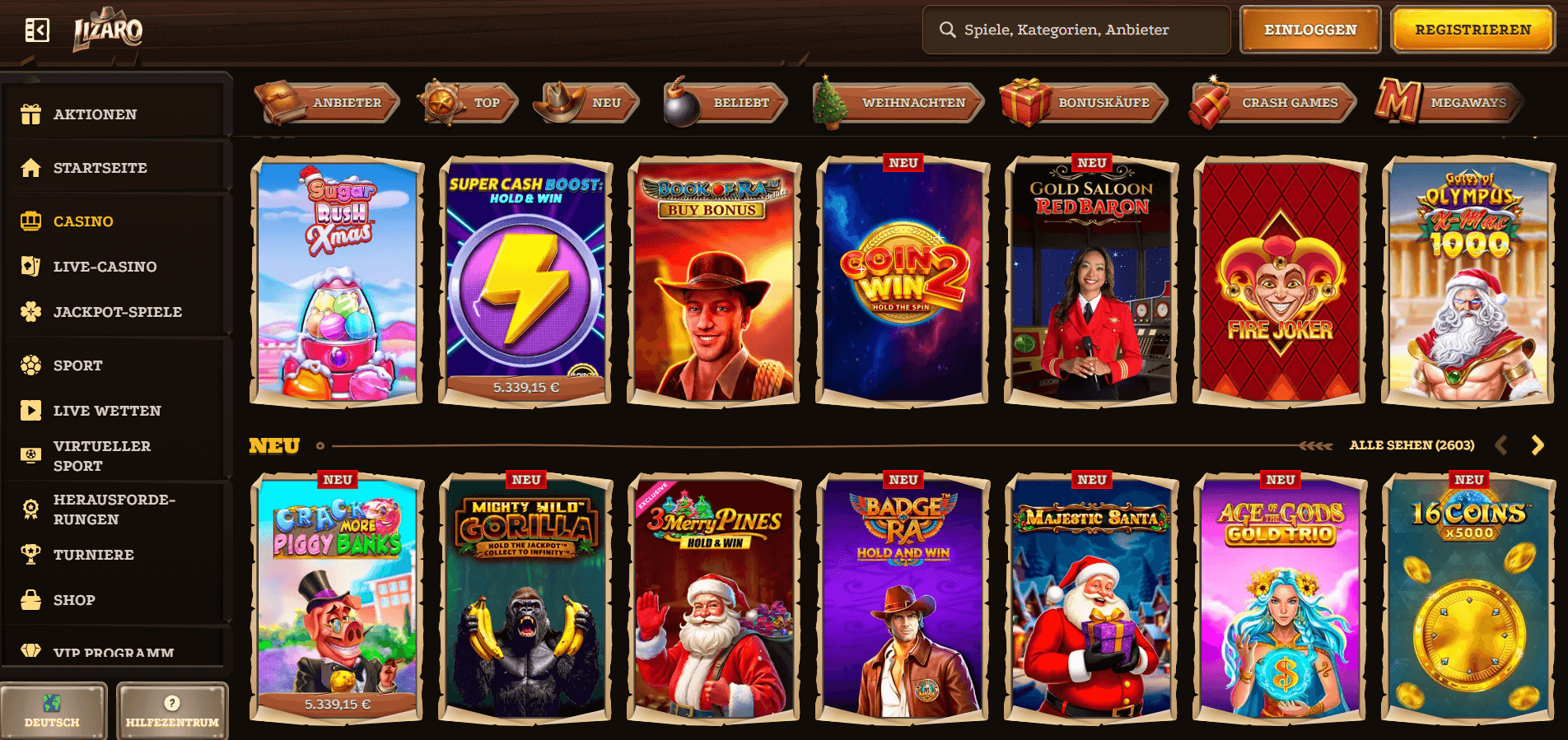 Lizaro Casino Spiele