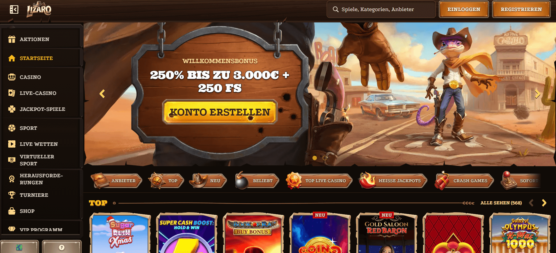 Lizaro Online Casino Willkommensbonus